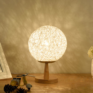 Modern Solid Wood Table Lamp Decorative Table Lamp Twine Rattan Hemp Ball
