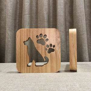 3D Wooden Lamp Night -dog