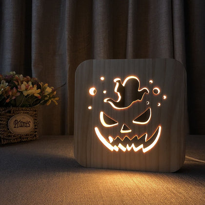 3D Wooden Lamp Night - pumpkin