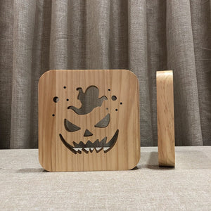 3D Wooden Lamp Night - pumpkin