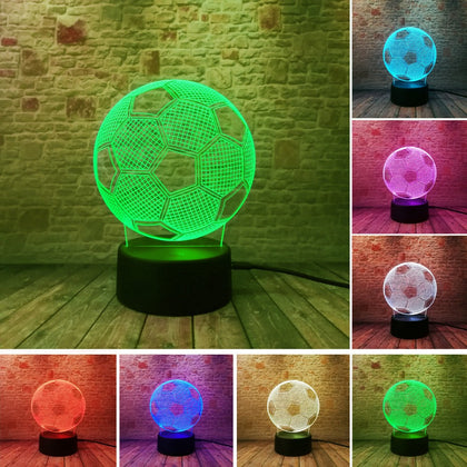 Novelty 3D LED Lamp Sensor Football Shaped 3D Night Light for Soccer Sports Fans 7 Color Changing Lighting Lamp Bedroom Lamp