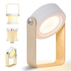 Foldable Reading Lamp LED Portable Bedside Lamp Touch Control Wireless Rechargeable Nightlight with Wooden Handle 3 Levels of Warm White Light for Camping Room