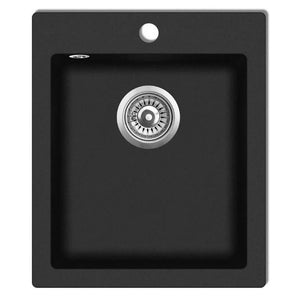 vidaXL Overmount Kitchen Sink Single Basin Granite Black Kitchen Furniture